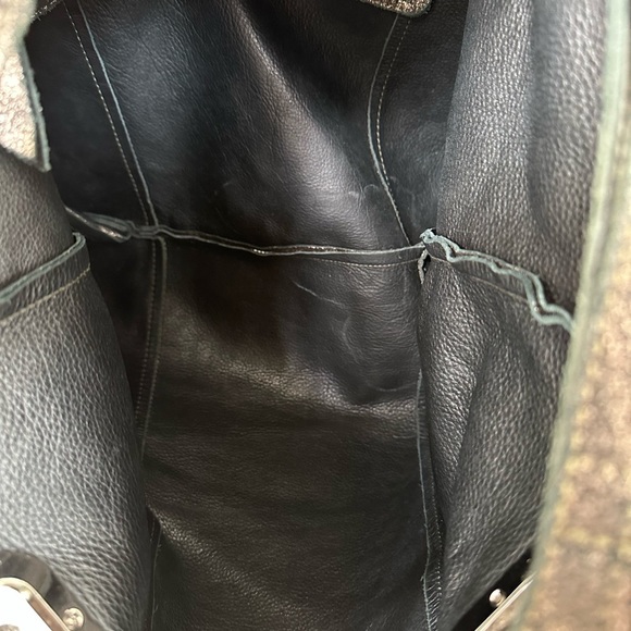 B. Makowsky Metallic Bronze Leather Large Hobo Shoulder Bag with Studded Handle - Picture 4 of 16